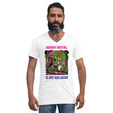 Heavy Meatl Is My Religion Unisex Short Sleeve V-Neck T-Shirt - Beyond T-shirts